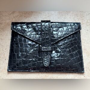 Roots Leather Crocodile Envelope Bag